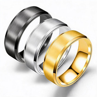 Bijoux de couple basiques en acier inoxydable résistant à l'usure, avec bande réglable ronde et lisse minimaliste
