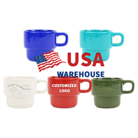Tasse à café ou thé en porcelaine empilable classique de style nordique, personnalisable, de haute qualité, avec anse – Offre Spéciale