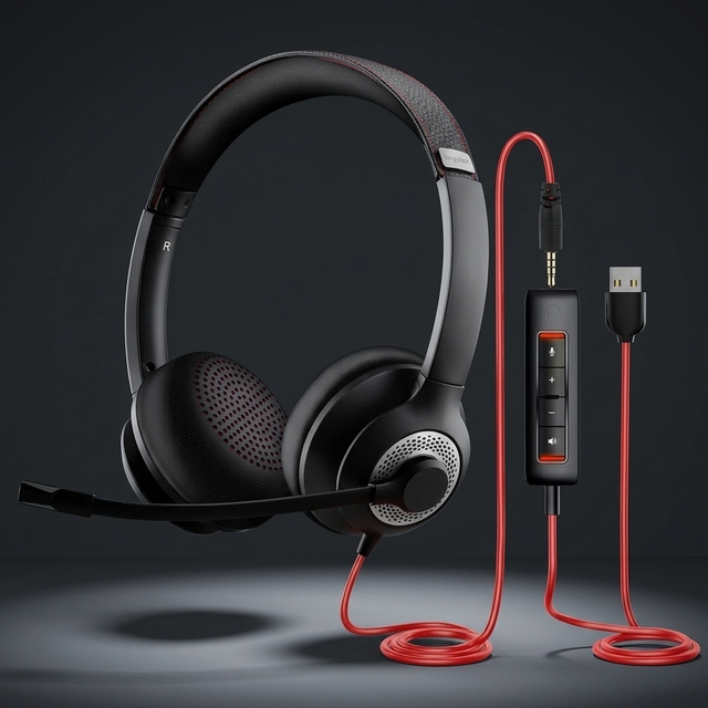 Private Tooling USB/3.5mm Wired On-Ear Headphone with Noise Cancelling Mic for PC/Laptop Sports Use Business Office Call Center