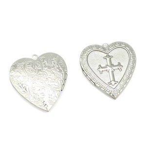 Colgante de caja de fotos en forma de corazón de acero inoxidable con patrón de rosas para hacer joyas, regalo unisex - Product Image 3