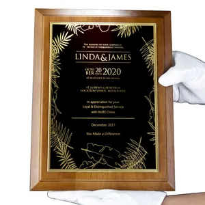 Blank wooden shield vip awards plaque with pu leather box custom design