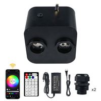 Illuminateur à fibres optiques RGB CCT à double port 30W avec application/télécommande, avec câble à fibres optiques PMMA pour toit de voiture