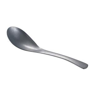 Stainless Steel Spoon Solid Color <b>Camping</b> Outdoor Use Child Eating Spoon Large <b>Small</b> Soup Spoon Retro Style - Product Image 2