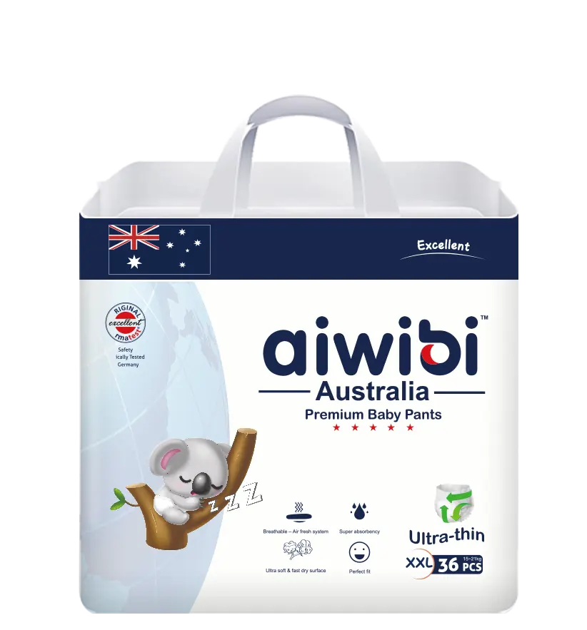 AIWIBI डिस्पोजेबल बेबी डायपर सबसे अच्छा बेच उच्च गुणवत्ता वाले बच्चे डायपर पैंट अल्ट्रा पतली अच्छी लाड़ बच्चे लंगोट XXXL आकार 7