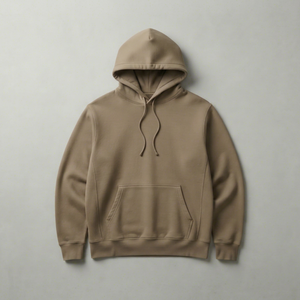 Sweat-shirt à capuche pour homme en kaki, coupe classique, poche avant, tricoté, décontracté, pour l'hiver, 100% polyester, imprimé, écologique - Product Image 1