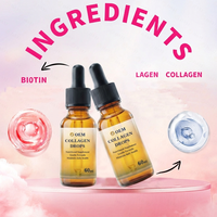 Gouttes de peptides de collagène multiples types I, II, III, V, X, complément liquide, soutient les articulations, la peau, la croissance des cheveux, faible teneur en sucre, faible teneur en glucides