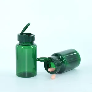 グリーン120cc在庫PET薬瓶空150cc200ccカプセル収納ジャーフリップキャップ付きプラスチック製医薬品スクリューキャップ