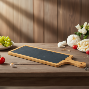 Tagliere in bambù Boxy Slate con manico per servire e presentare, 12x6 pollici - Product Image 3
