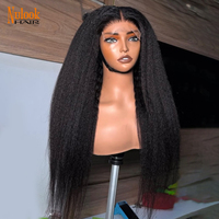 Perruque de cheveux humains 4C bouclés, lisses afro Yaki, sans colle, avec dentelle frontale HD 13x6 transparente, cheveux indiens bruts