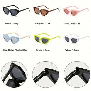 Gafas de Sol de Moda Vintage con Logotipo Personalizado, Tonos Azul Verde, Protección UV400, Color en Contraste, Estilo Ojo de Gato para Mujer - Product Image 6