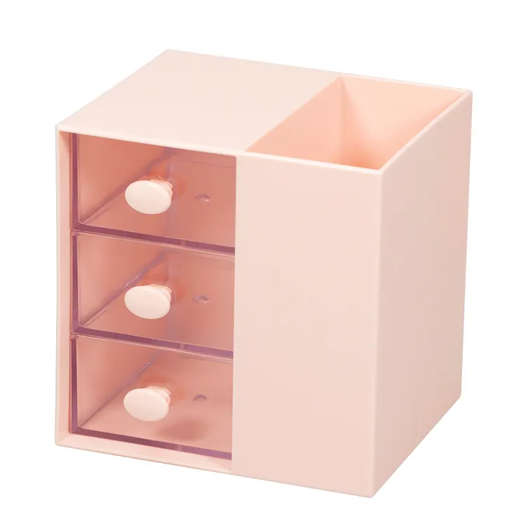 Factory Customized multi functional desktop mini drawer organizer box plastic cute stationary pen holder storage cabinet