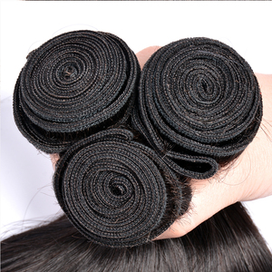 2021 popolare Brasiliana Diritta Del Merletto Dei Capelli Chiusura Con 3 Fasci di Capelli, Pacchi Dei Capelli Vergini Con Chiusura Del Merletto - Product Image 4