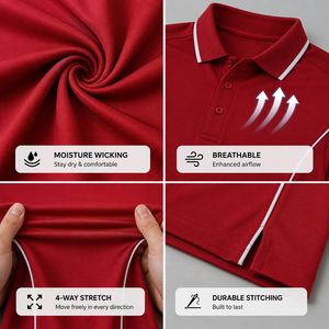 เสื้อโปโลผู้ชายแบบสปอร์ต ดีไซน์ปี 2026 ปรับแต่งได้ตามต้องการ พร้อมโลโก้ของตัวเอง ขายส่งเสื้อผ้าฝึกซ้อมฤดูร้อนแบบสั่งทำพิเศษ ผลิตจากโพลีเอสเตอร์ 100% - Product Image 4