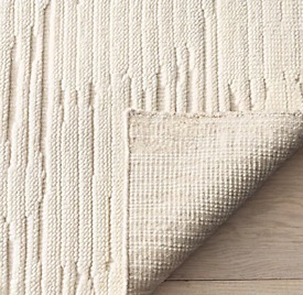 Tappeto in Lana Contemporaneo Color Avorio con Design Astratto Inciso, a Pelo Alto e Basso, Variazione <span class=keywords><strong>Tonale</strong></span>, Fatto a Mano, Eco-Friendly, Lusso per la Casa - Product Image 6