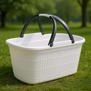 Cesta <b>plastica</b> riciclata con manici (58x38x29,5cm) DOMUS HOME COLLECTION Bianco 91200 - Product Image 3