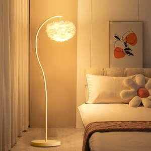 Lampe de sol en plumes au design original Art <span class=keywords><strong>d</strong></span>éco Salon Chambre Couloir Hôtel Bureau Bar Lampe de sol artistique avec plumes - Product Image 1
