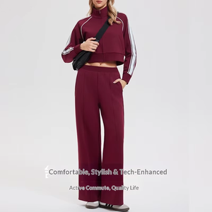 Conjunto Deportivo para Mujer con Chaqueta con Cierre y Cuello Alto y Mangas Cortas Tejidas Laterales para Correr y Uso Deportivo Casual - Product Image 6