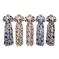 Nouvelle Robe Chemise Décontractée à Manches Courtes Imprimé Floral Boutonnée Tendance Été Vente en Gros 6522