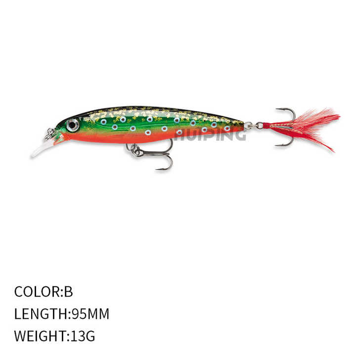 Leurre Minnow Flottant 13cm – 13g, Nage 0-1m, Couleur Red Holo, Bruiteur, Pour Mer (neuf)