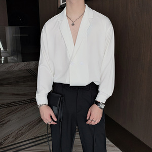 <span class=keywords><strong>Camicia</strong></span> Estiva Casual <span class=keywords><strong>a</strong></span> Tre Quarti di <span class=keywords><strong>Manica</strong></span> con Perline, Traspirante, Senza Bisogno di Stiratura, Doppiopetto, Stile Coreano Drappeggiato, da <span class=keywords><strong>Uomo</strong></span> e da Donna - Product Image 6