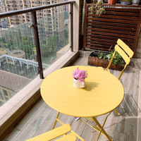 Ensemble de bistro de cour pliante en acier de qualité supérieure avec table et chaise de balcon pliables de 3 pièces