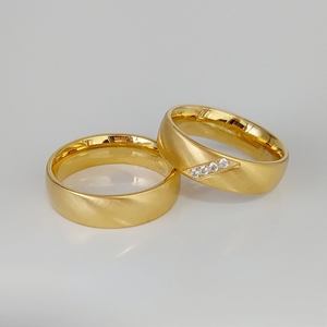 卸売18kゴールドメッキジュエリー約束結婚指輪カップルセットステンレス鋼anel anillos eheringe bague mariage - Product Image 1