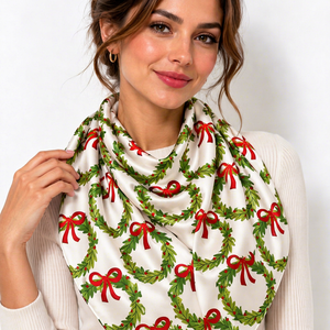 Écharpe de Noël Festive pour Femme, Foulard Carré Imprimé Numérique Léger, Mode de Fête, Fabricant OEM ODM Personnalisé - Product Image 1
