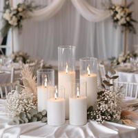 Décorations de mariage Matti : Centres de table en fleurs artificielles, décorations lumineuses de table, bougies LED pour la décoration de mariage artificielle