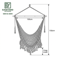 Silla colgante de malla tipo hamaca con cuerda, de algodón suave, para porche, patio, dormitorio, interior y exterior