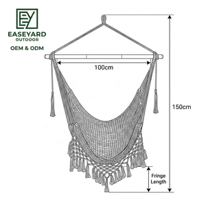 Silla colgante de malla tipo <span class=keywords><strong>hamaca</strong></span> con cuerda, de algodón suave, para porche, patio, dormitorio, interior y exterior - Product Image 2