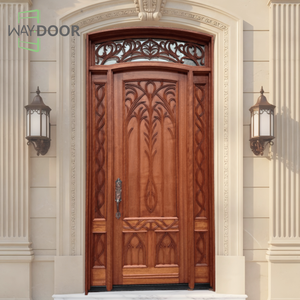 <span class=keywords><strong>Porta</strong></span> d'Ingresso Singola in Legno Massello Intagliato Certificata con 2 Luci Laterali e Traversa in Vetro, <span class=keywords><strong>Porta</strong></span> Esterna in Legno ad Arco - Product Image 2
