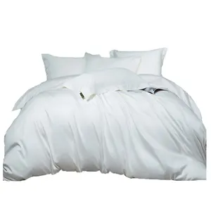 Hotel linen four sets of three sets of brushed white single linen bed sheets cotton bedding set
