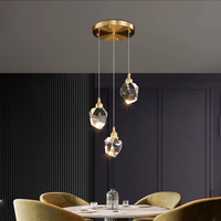 Lustre en cristal doré de luxe léger, hauteur réglable, LED à intensité variable pour table à manger, restaurant, bar, chambre, escalier