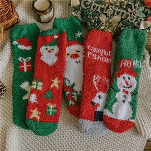 Chaussettes <span class=keywords><strong>de</strong></span> cadeau <span class=keywords><strong>de</strong></span> Noël avec des motifs <span class=keywords><strong>de</strong></span> père Noël et <span class=keywords><strong>de</strong></span> bonhomme <span class=keywords><strong>de</strong></span> neige Couples unisexes Coral Fleece Plush Thick Warm Sleep Socks Antidérapant Floor - Product Image 2