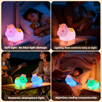Cadeau du Nouvel An : Veilleuse en silicone Fuma Mini pour enfants, rechargeable par USB, quatre couleurs réglables, ambiance tactile pour le sommeil