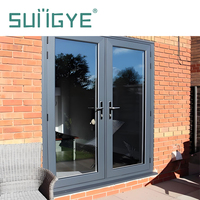 Portes d'entrée de bureau modernes SUNGYE, cadre en aluminium, porte à battants en verre, double porte, porte d'entrée commerciale, portes battantes extérieures, portes françaises