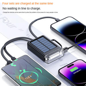 Banque d'alimentation <span class=keywords><strong>solaire</strong></span> 20000mAh avec 4 câbles intégrés, lampe torche LED, <span class=keywords><strong>portable</strong></span>, charge rapide 5V/2.1A pour le camping en plein air - Product Image 3
