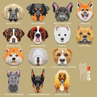Patchs brodés réalistes de 7 cm de large représentant des races de chiens, 4 styles de chiot à thermocoller pour vestes