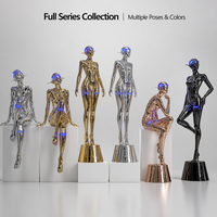 Estatua de Resina de Robot Humanoide con Luz LED Futurista Grande para Decoración de Hoteles, Centros Comerciales y Salas de Exposiciones