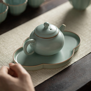 Ru Ware Teapot Porcelain Round With Lid Kung Fu <b>Tea</b> <b>Set</b> Afternoon <b>Tea</b> - Product Image 5