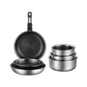 ชุดกระทะทอดสแตนเลส4ชิ้นด้ามถอดได้กระทะทำอาหารแบบไม่ติดกระทะ20/24/28ปลอดภัยสำหรับเตาอบ - Product Image 4