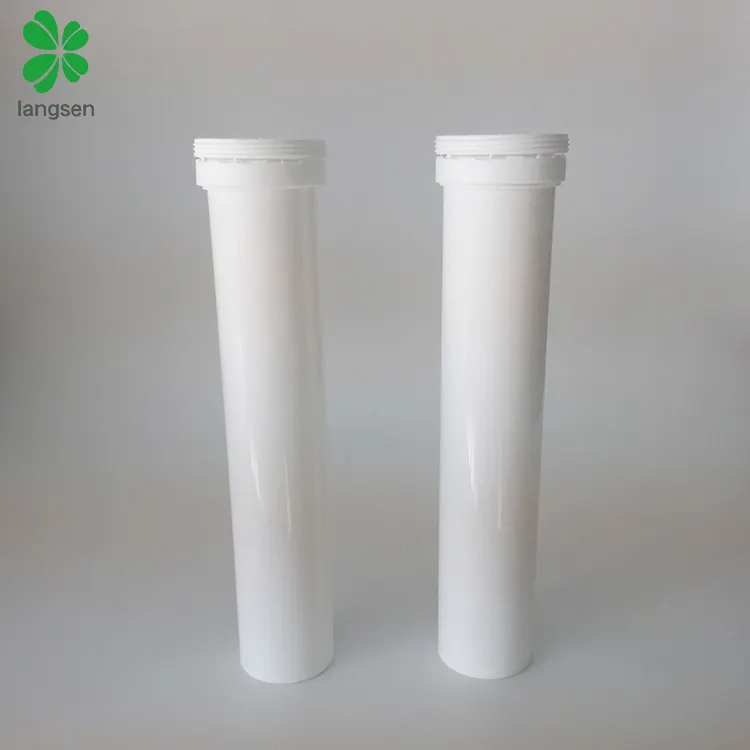 Wholesale 80g / 80 gram plastic vitamin effervescent tablets packaging tubes with silica desiccant lid heat transfer printing