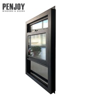 Fenêtre coulissante verticale moderne à rupture de pont thermique en alliage d'aluminium, double/triple vitrage trempé en acier inoxydable pour extérieur