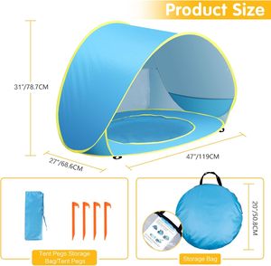 Tente <span class=keywords><strong>de</strong></span> plage pour bébé, <span class=keywords><strong>abri</strong></span> portable pop-up, protection UV, <span class=keywords><strong>abri</strong></span> solaire pour nourrissons, camping en plein air, randonnée, tente <span class=keywords><strong>de</strong></span> sécurité - Product Image 5