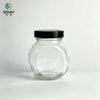 Pot en verre transparent en forme de globe de 230 ml, réutilisable, pour le stockage de fruits secs, d'épices et de noix