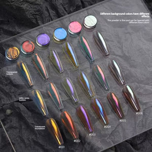 Poudre de <span class=keywords><strong>Sucre</strong></span> Acrylique Scintillante et Réfléchissante pour Décoration d'Ongles, Lot de 6 Couleurs Vives, Pigment Dégradé Brillant pour Nail Art (Vente en Gros) - Product Image 2