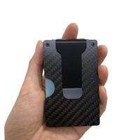 Dompet logam serat karbon RFID pria, grosir klip uang LOGO kustom logam RFID pemegang kartu aluminium untuk pria