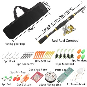 Ensemble de canne à pêche Searcher Lure 2,1 m en fibre de carbone, kit de pêche rétractable avec moulinet et accessoires pour la pêche en eau douce - Product Image 2