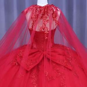 Vestido Rojo <span class=keywords><strong>de</strong></span> Lujo para Fiesta <span class=keywords><strong>de</strong></span> <span class=keywords><strong>Noche</strong></span> con Corsé <span class=keywords><strong>de</strong></span> Encaje Brillante Talla Grande para Quinceañera Baile <span class=keywords><strong>de</strong></span> Cumpleaños Cintura Natural <span class=keywords><strong>Vestidos</strong></span> <span class=keywords><strong>De</strong></span> 15 Años - Product Image 2