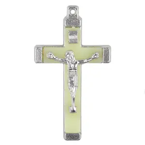 Jesus Crucifix 48x28mm Green Luminous Rosary Accessories Cross Pendant